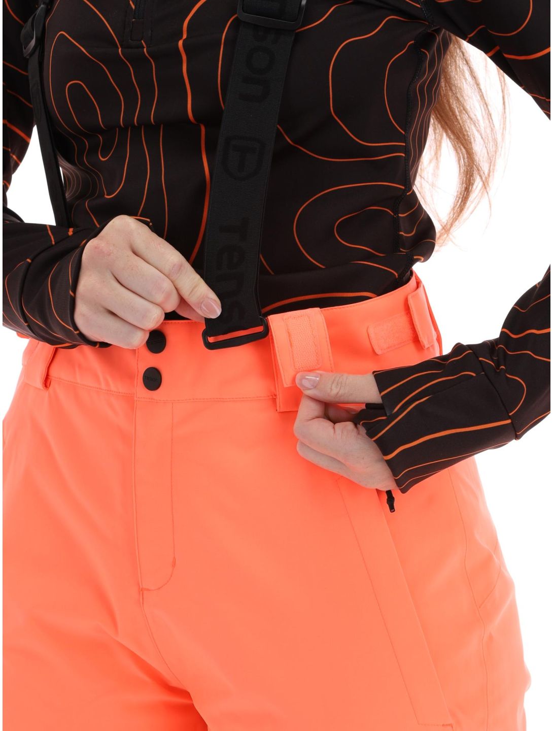 Tenson, Core Ski pantalones de esquí mujeres Coral Neon naranja 