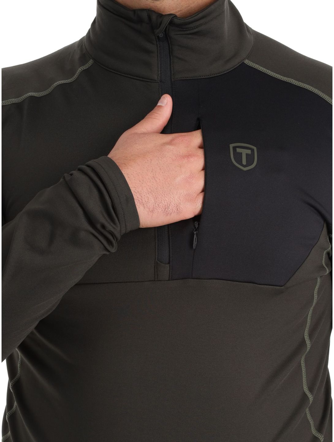 Tenson, TXlite Half Zip jersey hombres Dark Olive verde 