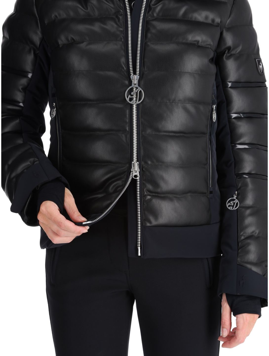 Toni Sailer, Adele Faux Leather chaqueta de esquí mujeres Black negro 