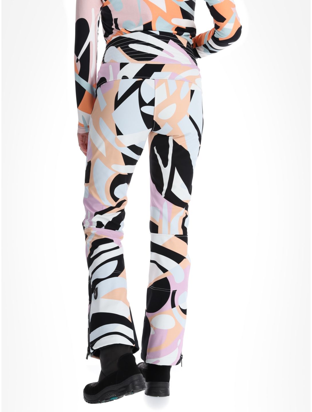 Toni Sailer, Ella Print pantalones de esquí softshell mujeres Clementine Sorbet naranja 