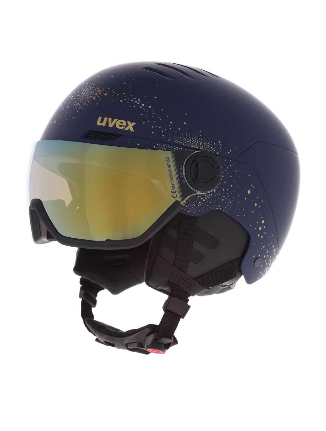 Uvex, Wanted Visor Women Edition casco con visera unisex Polar Sparkle / Mirror Gold azul 