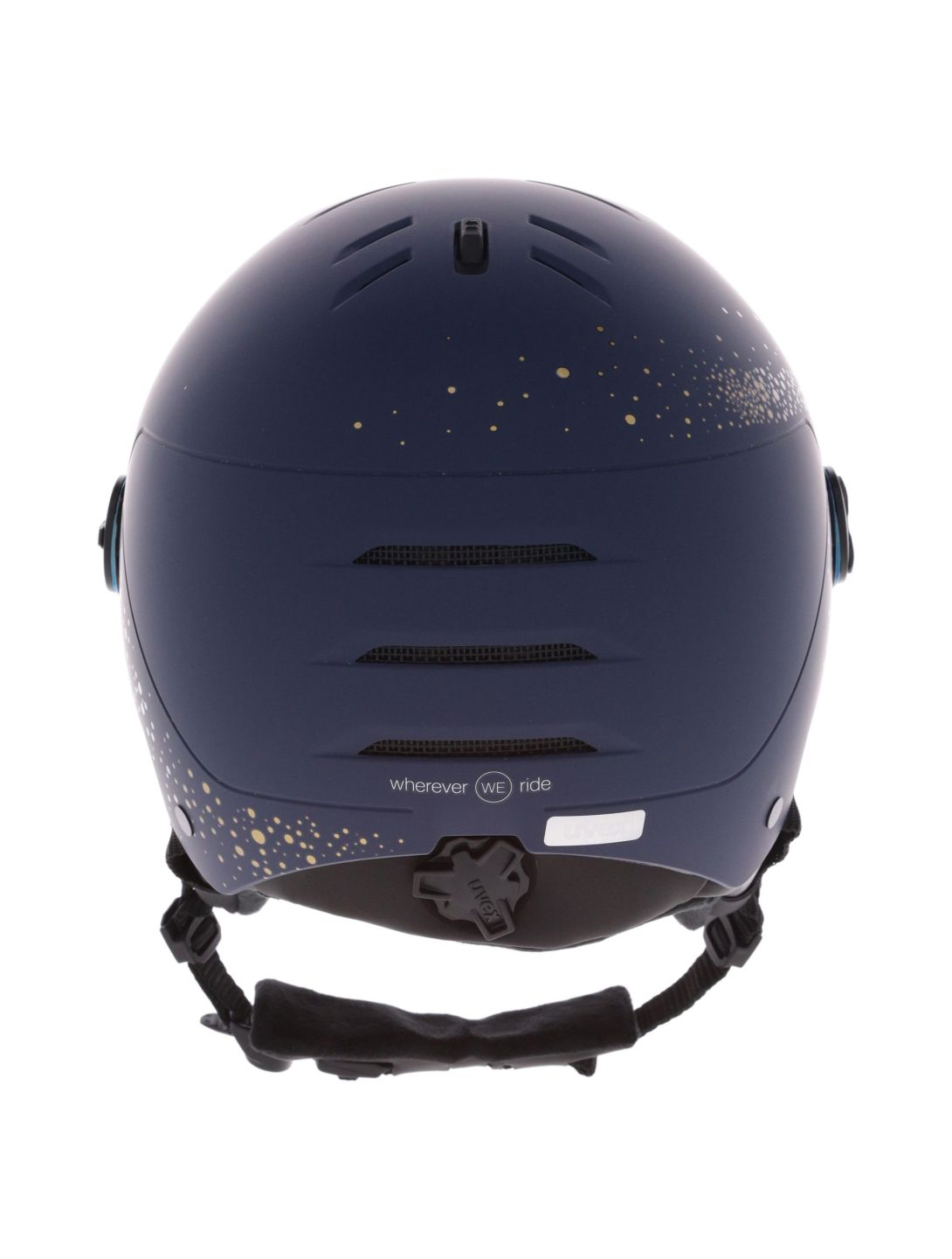 Uvex, Wanted Visor Women Edition casco con visera unisex Polar Sparkle / Mirror Gold azul 