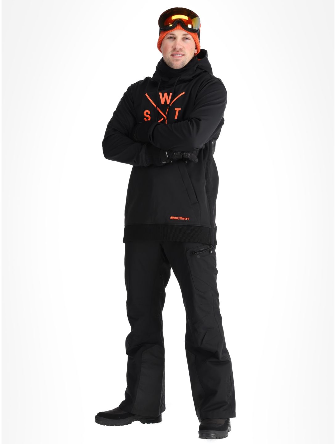 Watts, ORBITAL chaqueta de esquí softshell hombres Black / Fluo Orange naranja, negro 