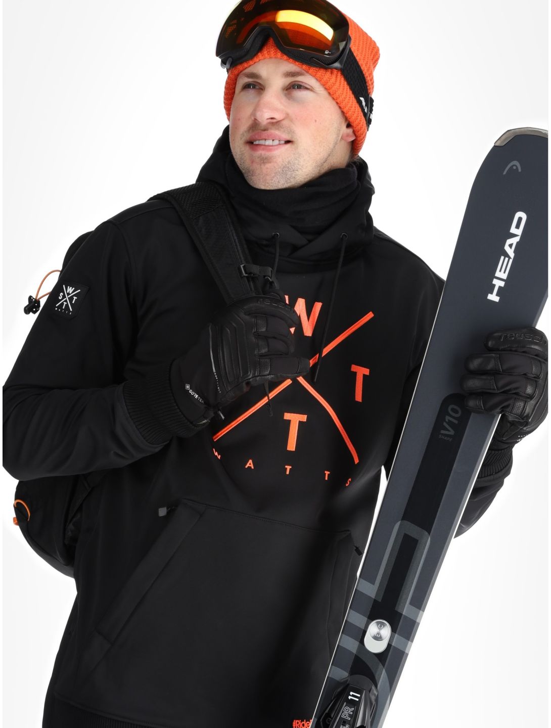 Watts, ORBITAL chaqueta de esquí softshell hombres Black / Fluo Orange naranja, negro 