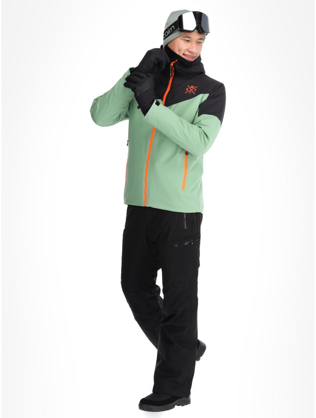 Watts, STORM chaqueta de esquí hombres Sage / Fluo Orange naranja, verde 