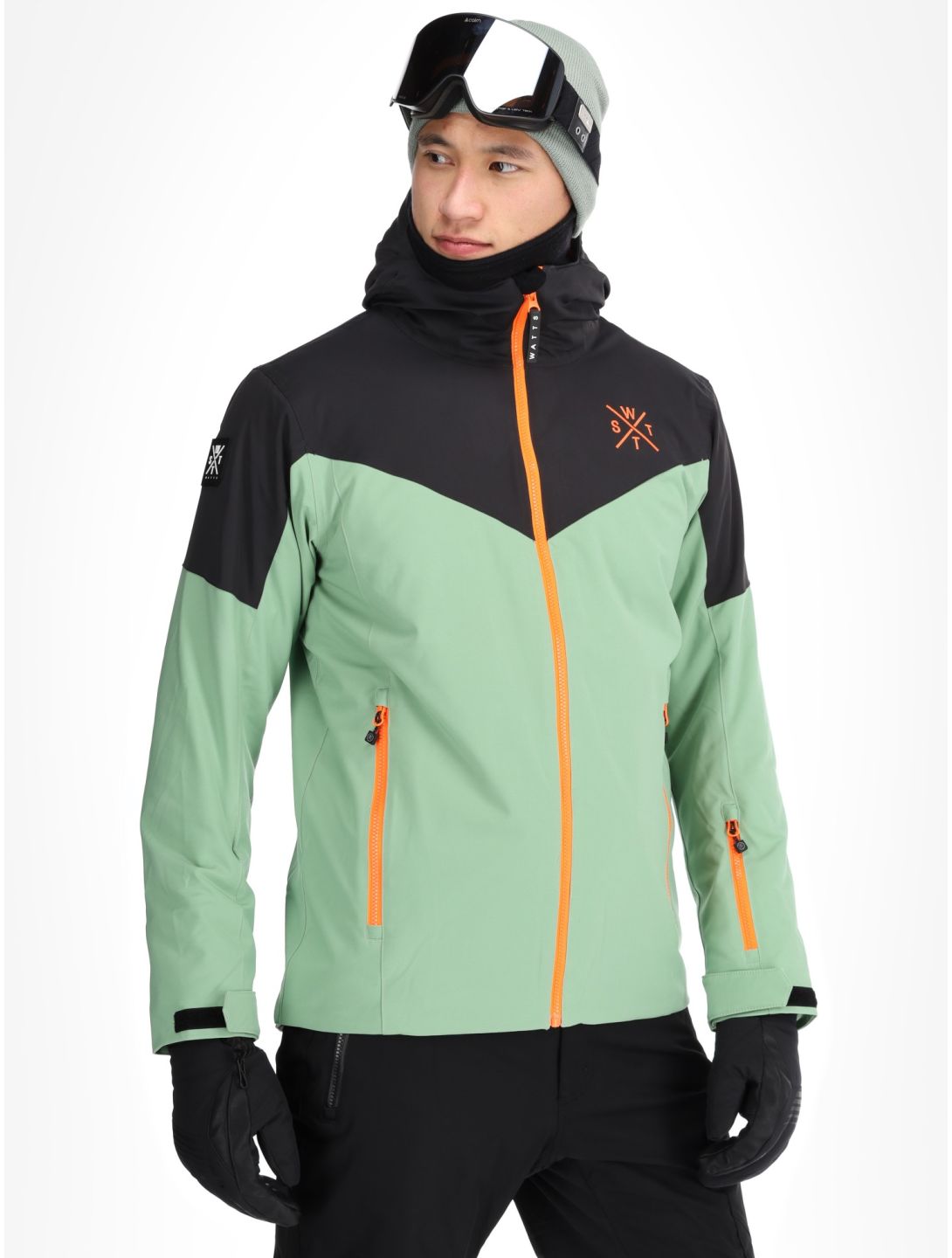 Watts, STORM chaqueta de esquí hombres Sage / Fluo Orange naranja, verde 