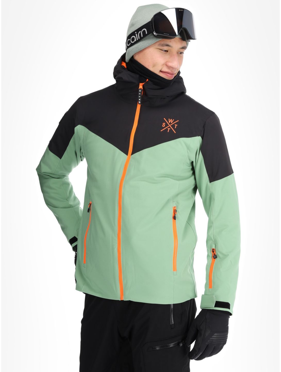 Watts, STORM chaqueta de esquí hombres Sage / Fluo Orange naranja, verde 