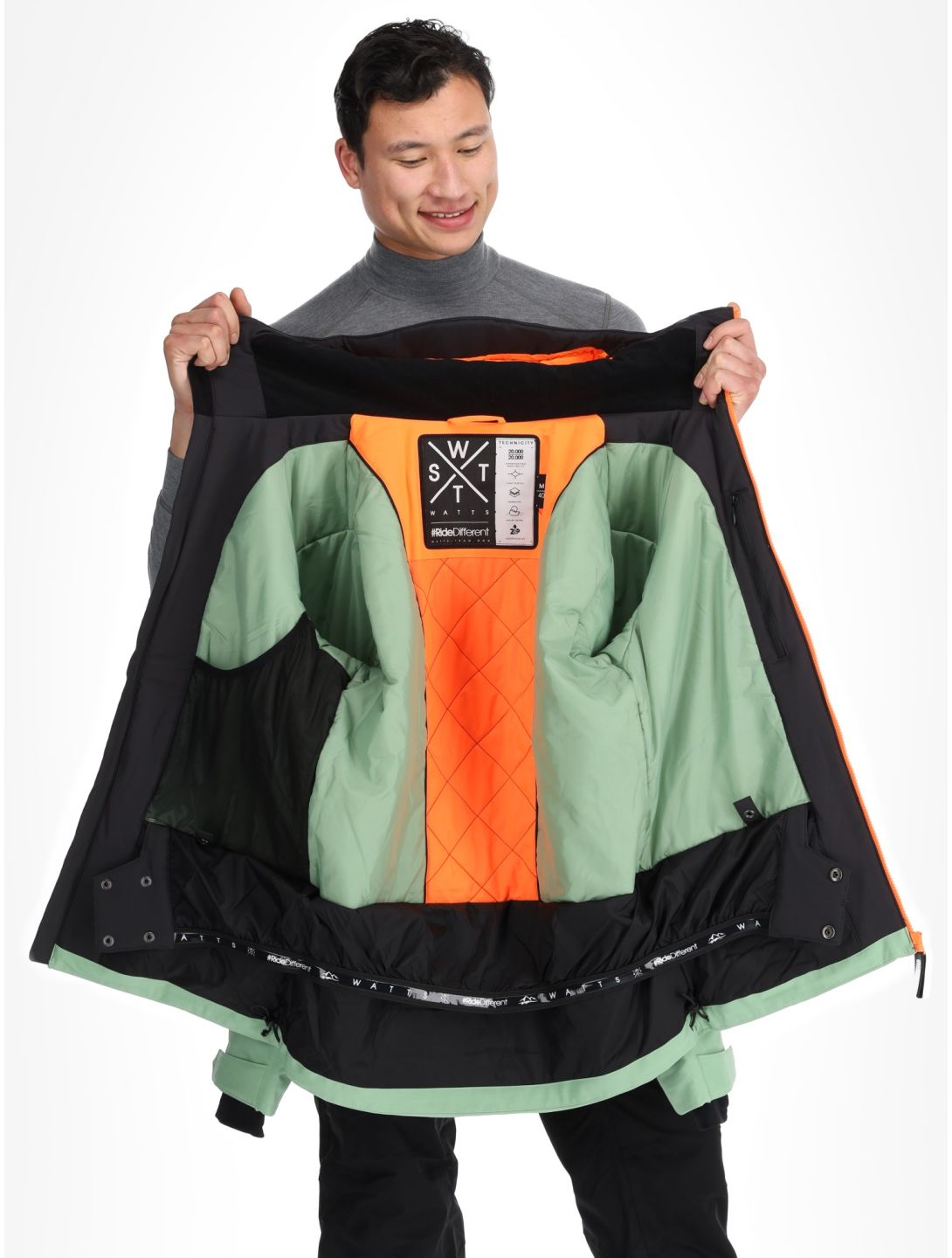 Watts, STORM chaqueta de esquí hombres Sage / Fluo Orange naranja, verde 