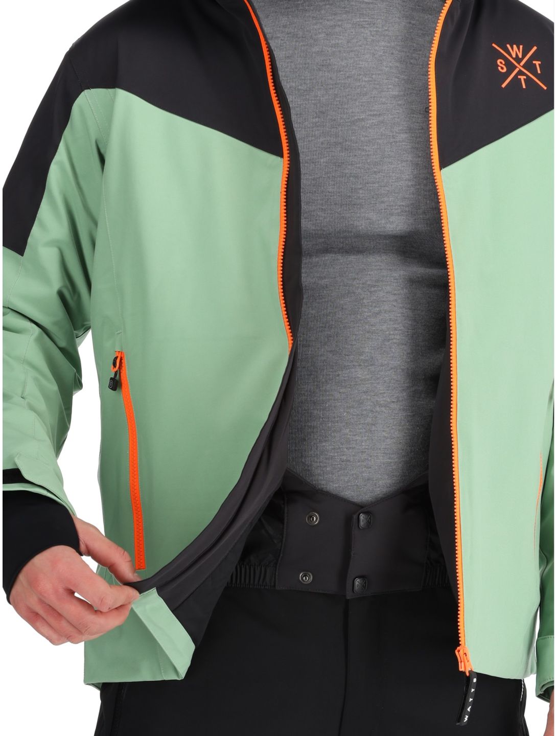 Watts, STORM chaqueta de esquí hombres Sage / Fluo Orange naranja, verde 