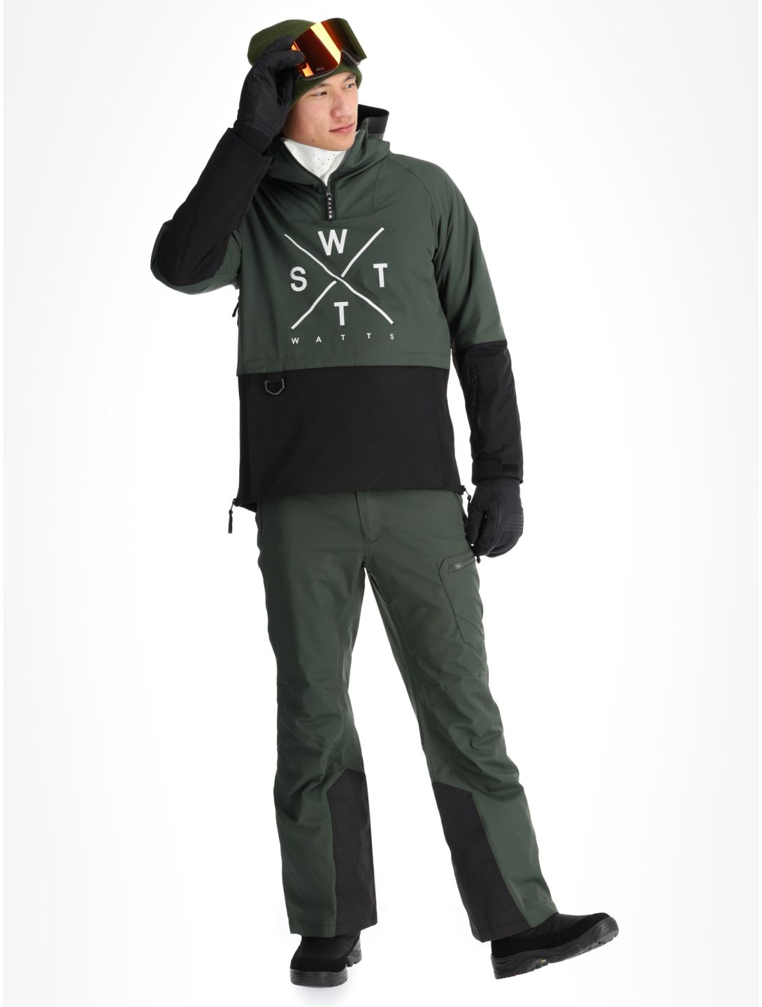 Watts, XMETOD anorak hombres Green / Black negro, verde 