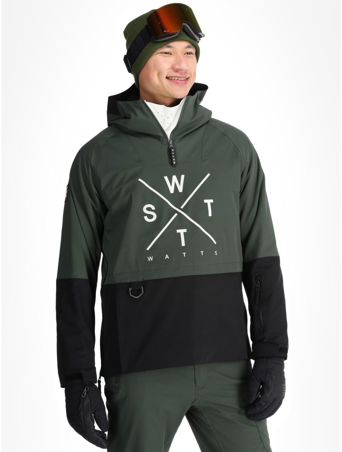 Watts, XMETOD anorak hombres Green / Black negro, verde 