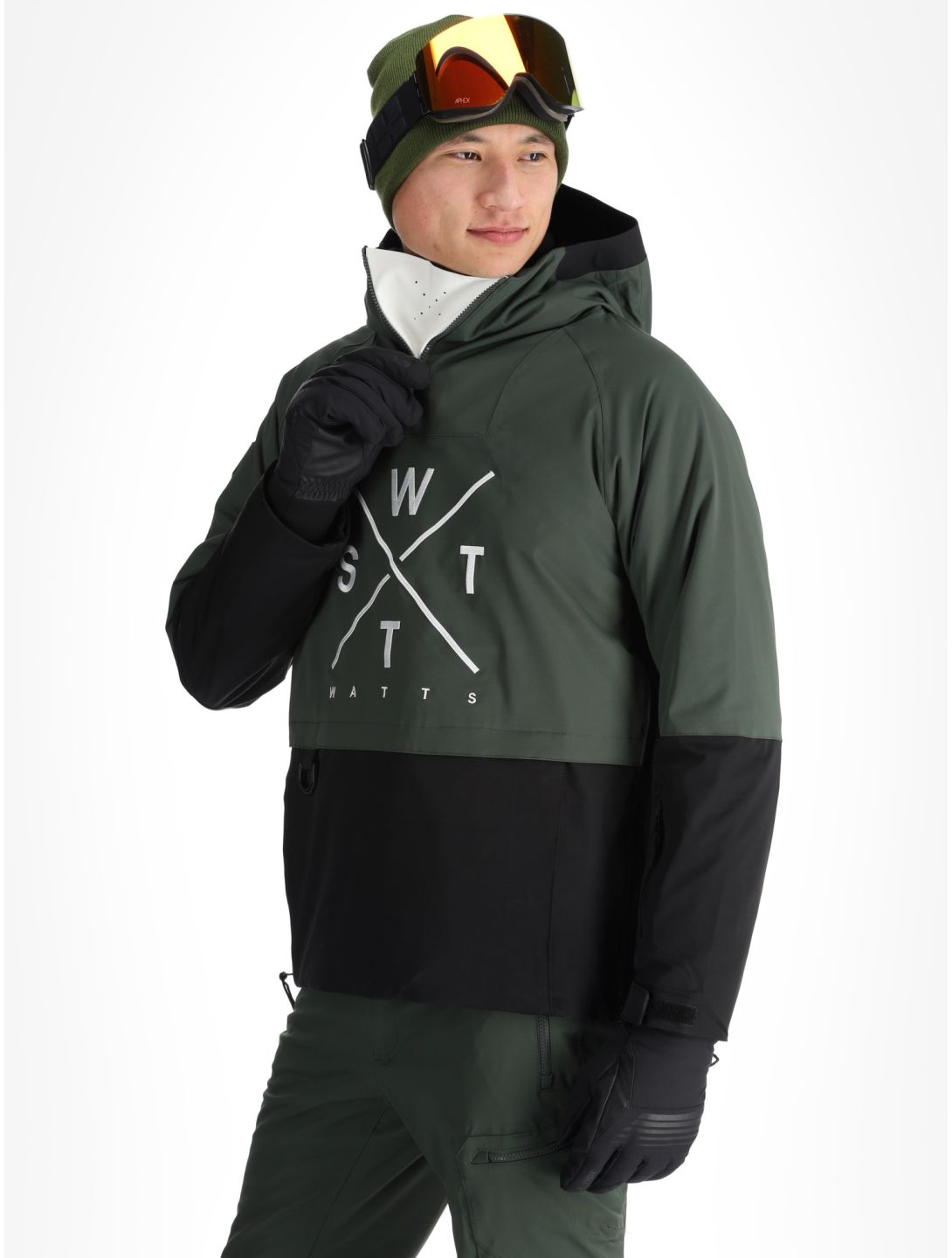 Watts, XMETOD anorak hombres Green / Black negro, verde 