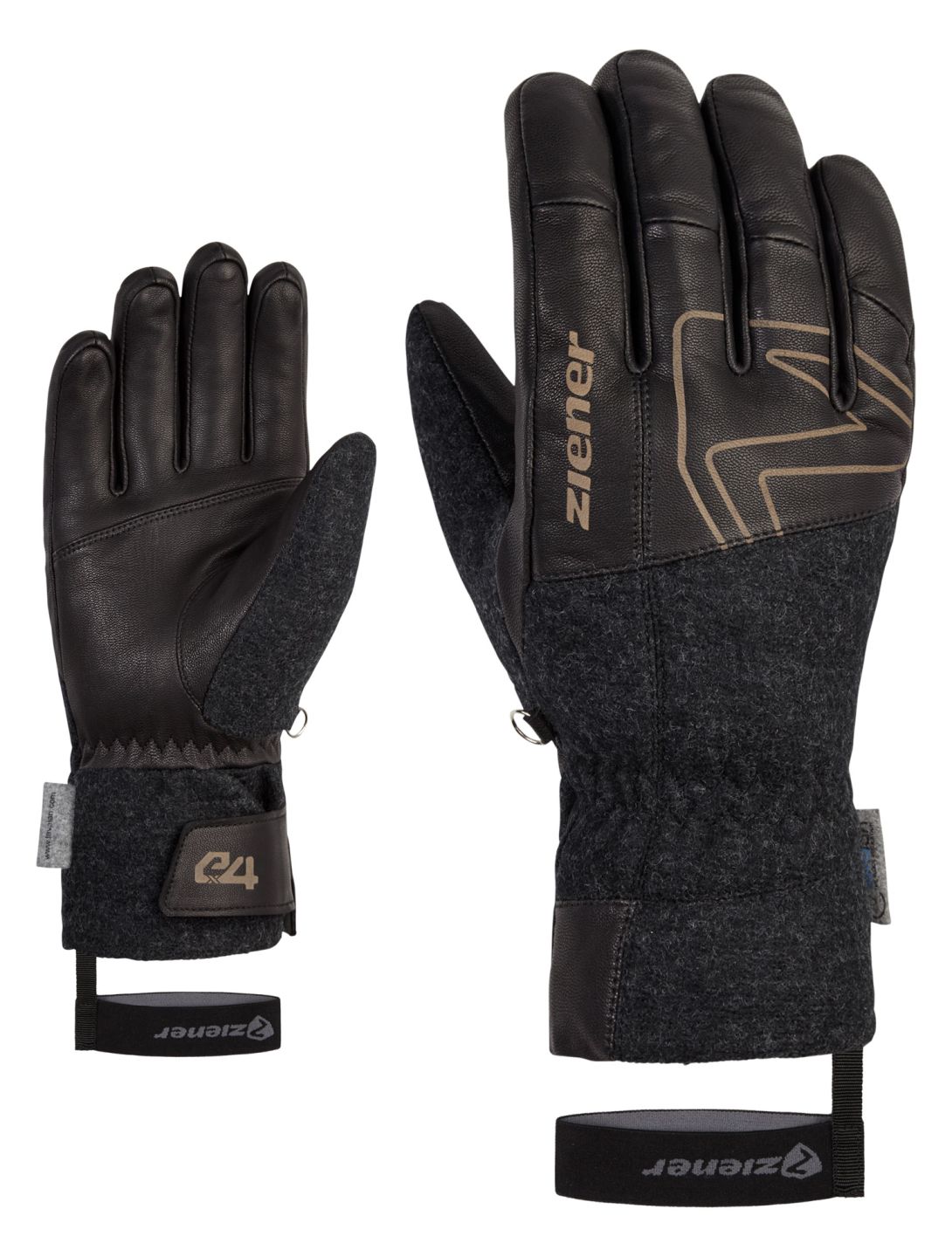 Ziener, Ganghofer AW guantes de esquí hombres Black negro 