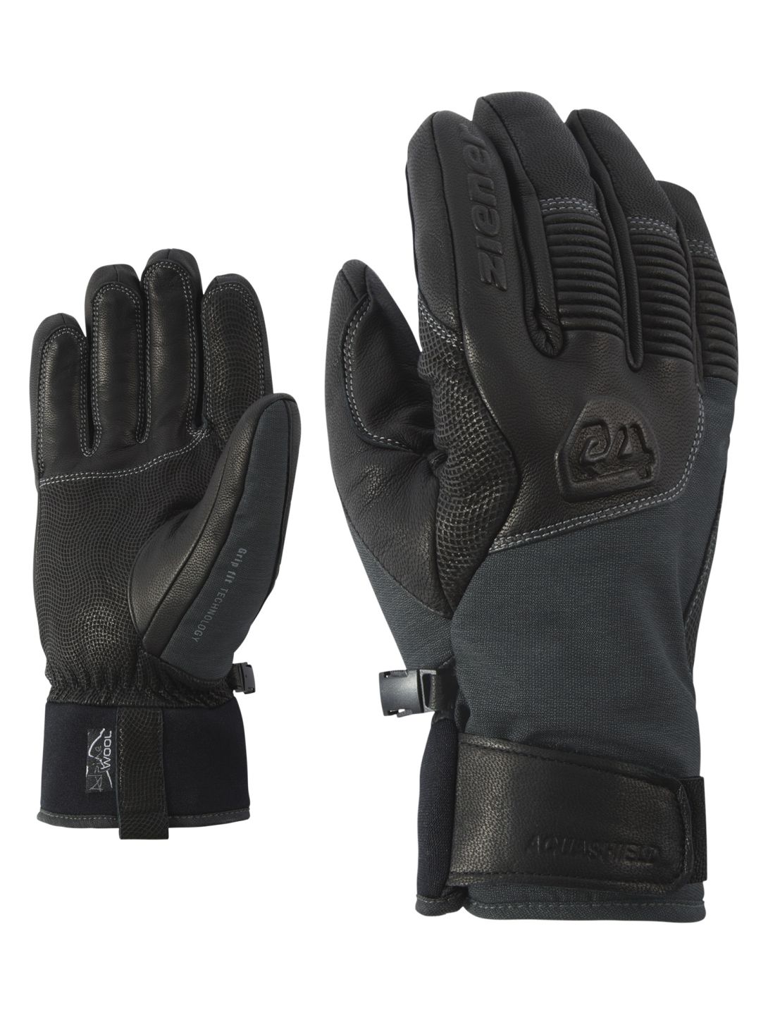 Ziener, Ganzenberg AS AW guantes de esquí hombres Grey Iron Tec gris 