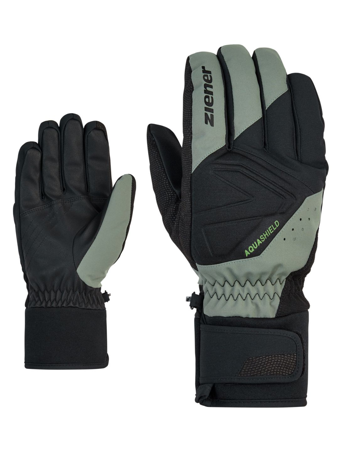 Ziener, Gatis AS® guantes de esquí hombres Green Mud negro, verde 