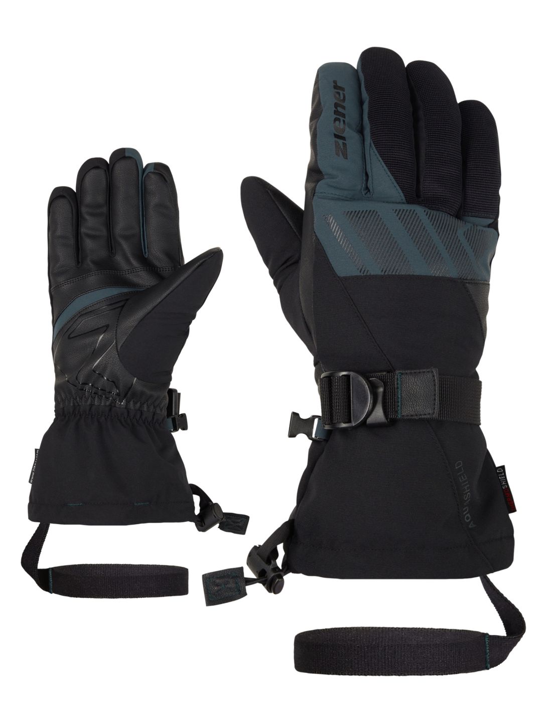 Ziener, Ghalion AS® guantes de esquí hombres Black Dark Jungle negro, verde 