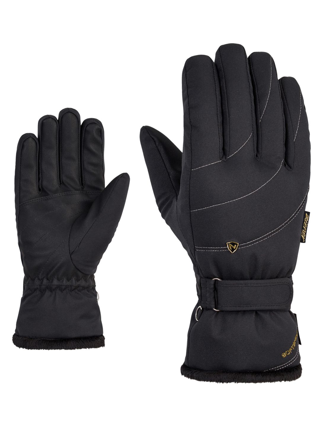 Ziener, Kahli PR Lady guantes de esquí mujeres Black Gold Art Goud, negro 