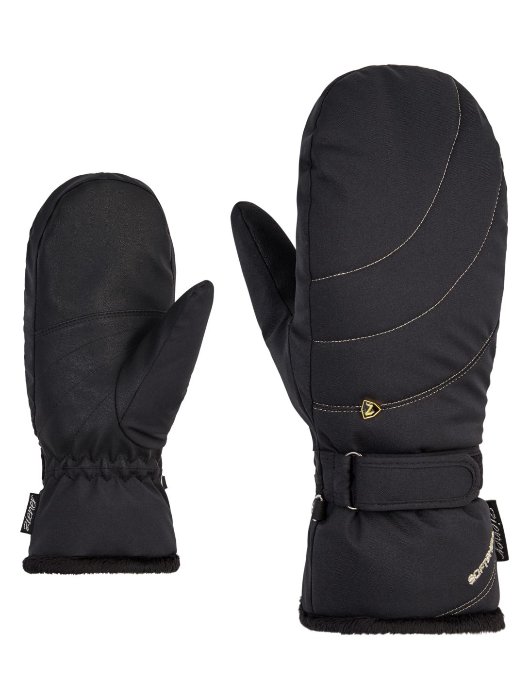 Ziener, Kahlia PR Mitten Lady guantes mujeres Black Gold Art Goud, negro 