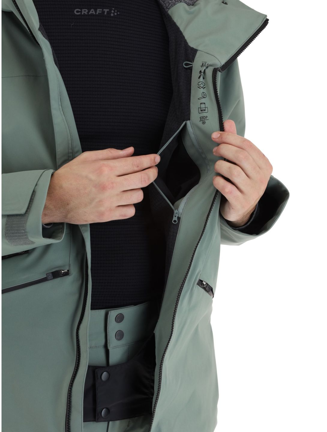 Ziener, Tahan chaqueta de esquí hardshell hombres Green Mud verde 