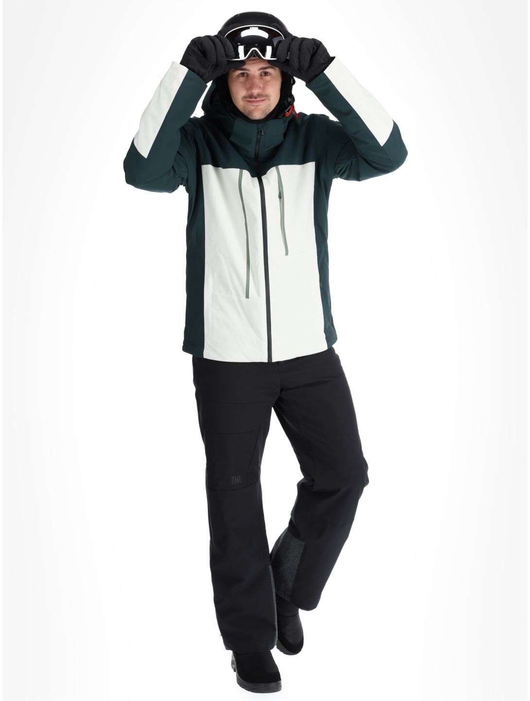 Ziener, Taponga chaqueta de esquí hombres Dark Jungle blanco, verde 