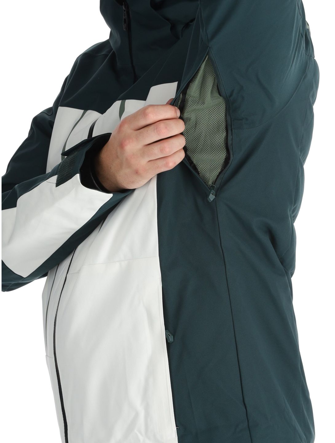 Ziener, Taponga chaqueta de esquí hombres Dark Jungle blanco, verde 