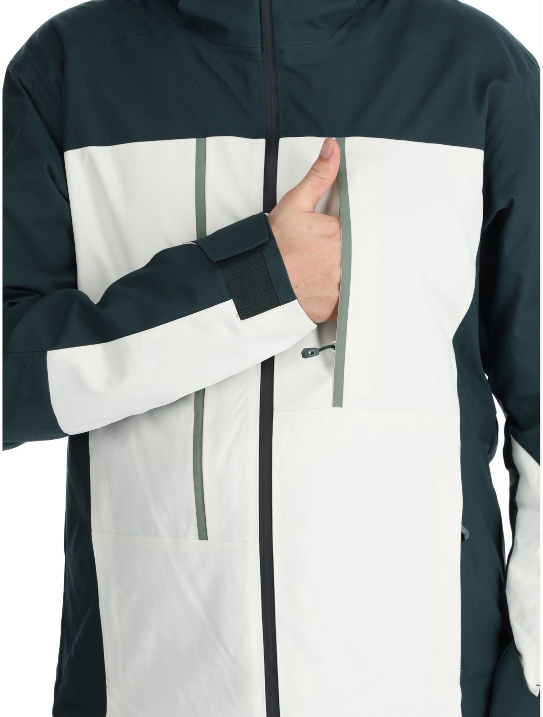 Ziener, Taponga chaqueta de esquí hombres Dark Jungle blanco, verde 