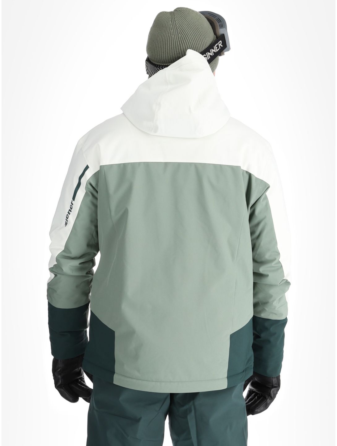 Ziener, Timbarra chaqueta de esquí hombres Dark Jungle blanco, verde 