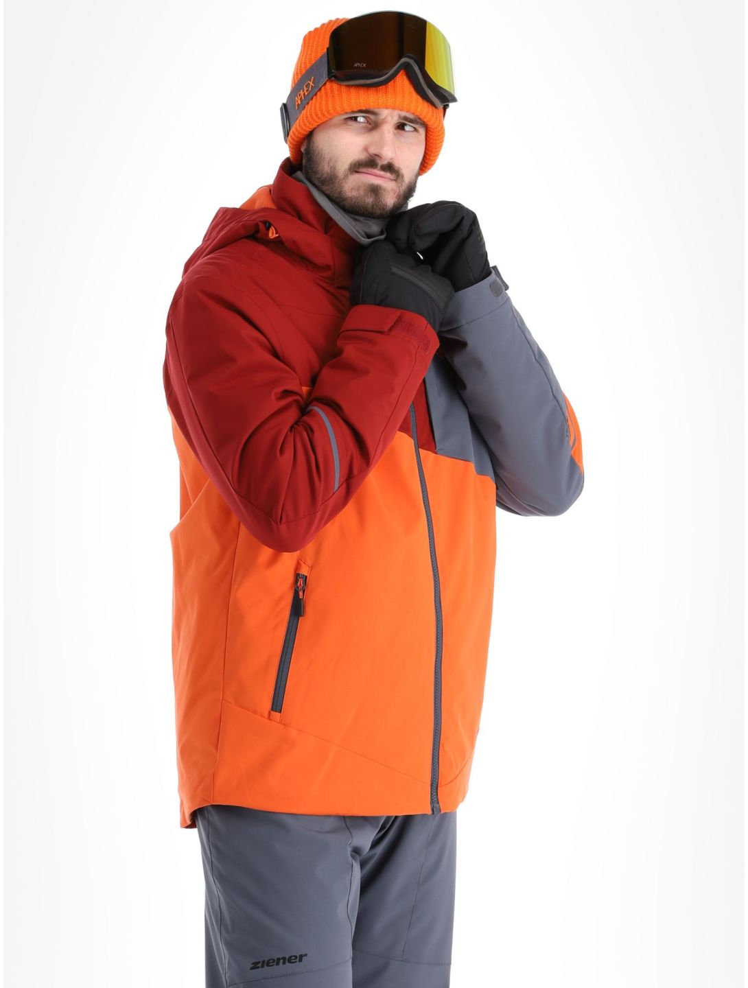 Ziener, Timpa chaqueta de esquí hombres Burnt Orange gris, naranja, rojo 