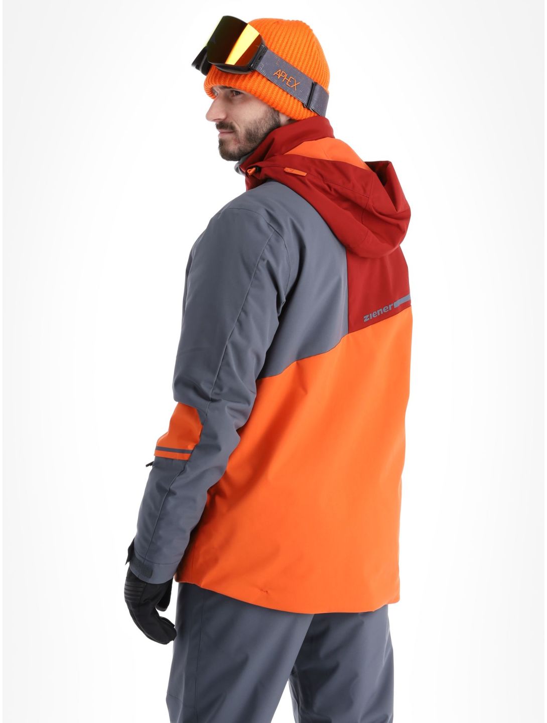 Ziener, Timpa chaqueta de esquí hombres Burnt Orange gris, naranja, rojo 