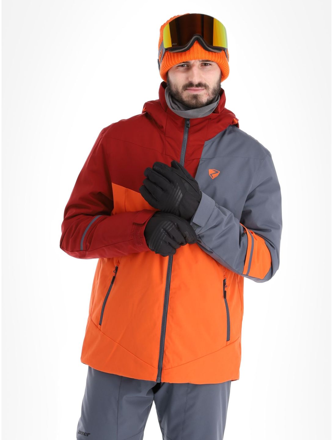 Ziener, Timpa chaqueta de esquí hombres Burnt Orange gris, naranja, rojo 