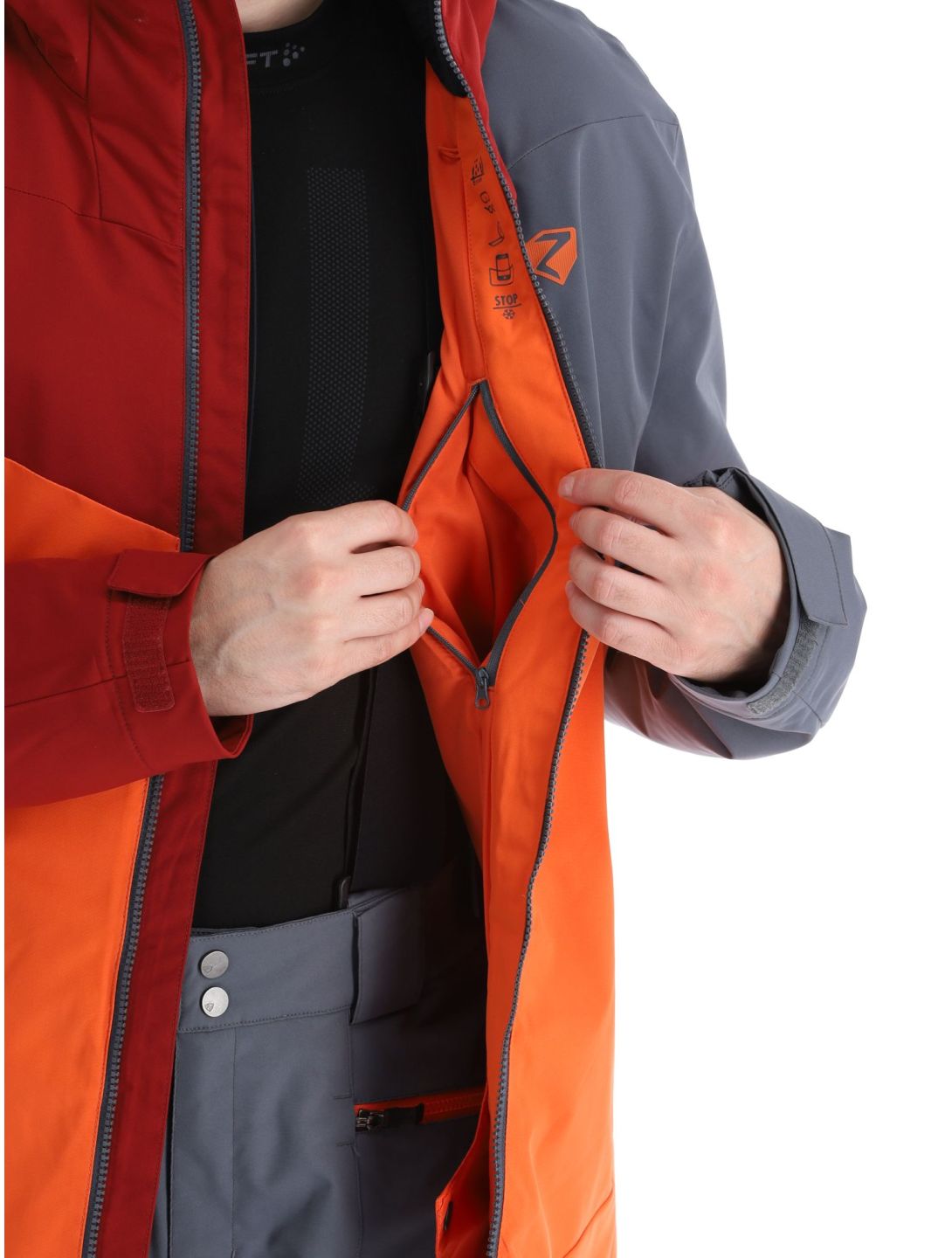 Ziener, Timpa chaqueta de esquí hombres Burnt Orange gris, naranja, rojo 