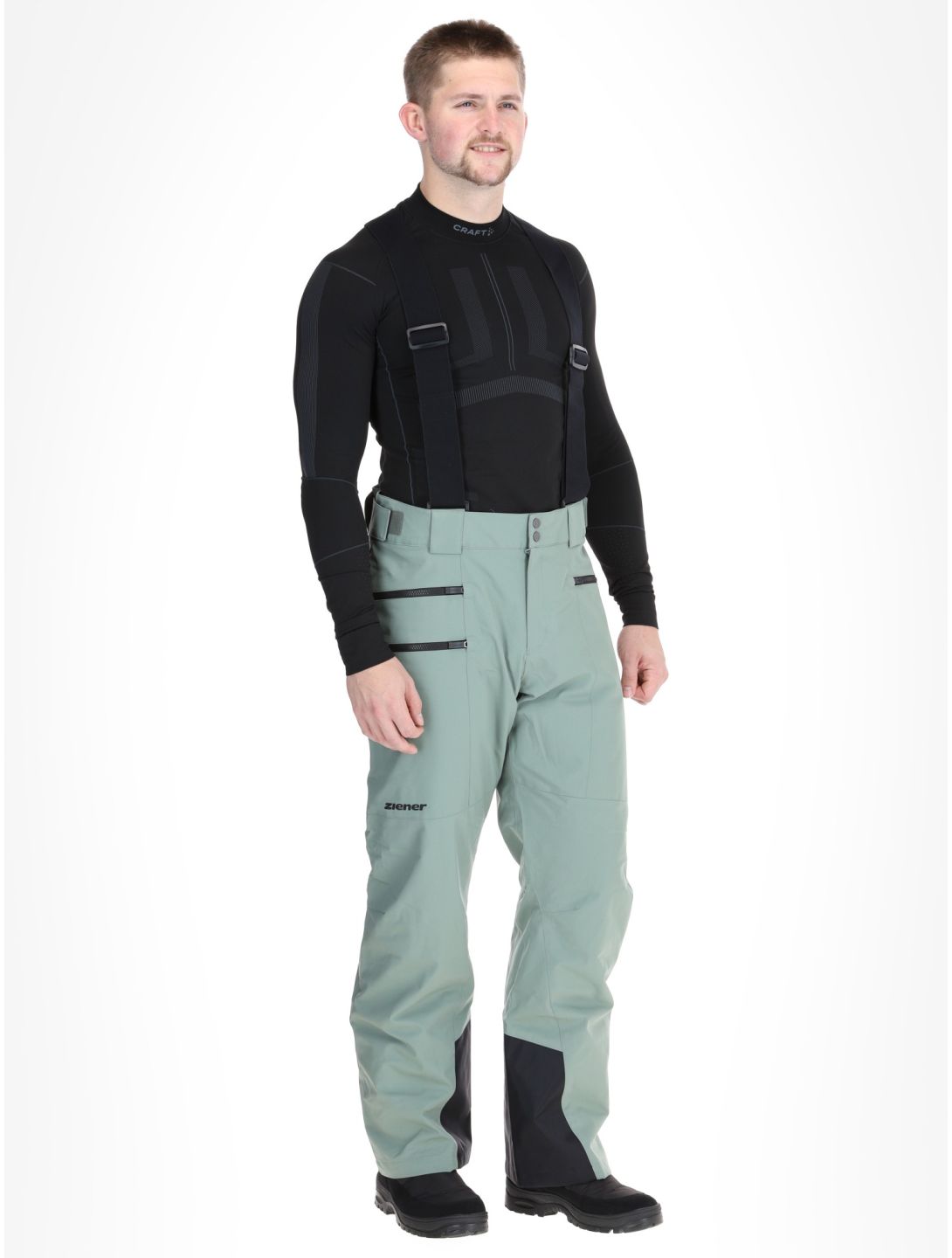 Ziener, Tronador pantalones de esquí hombres Green Mud verde 