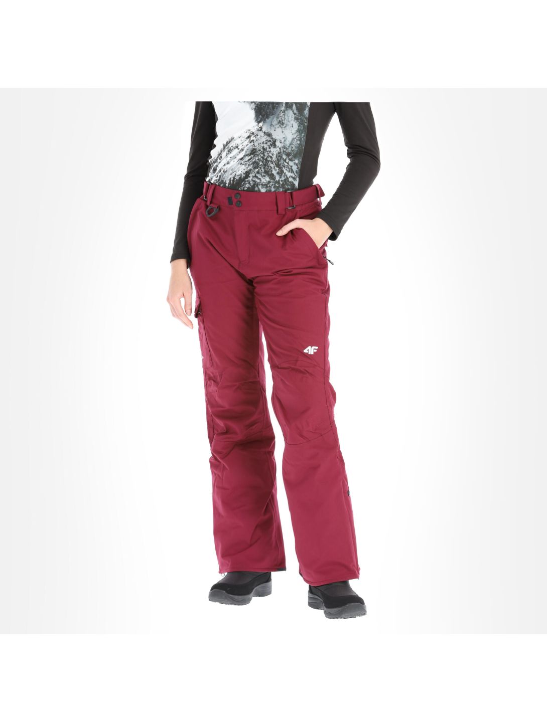 4F, H4Z20-SPDS001 pantalones de esquí mujeres burgundy púrpura 