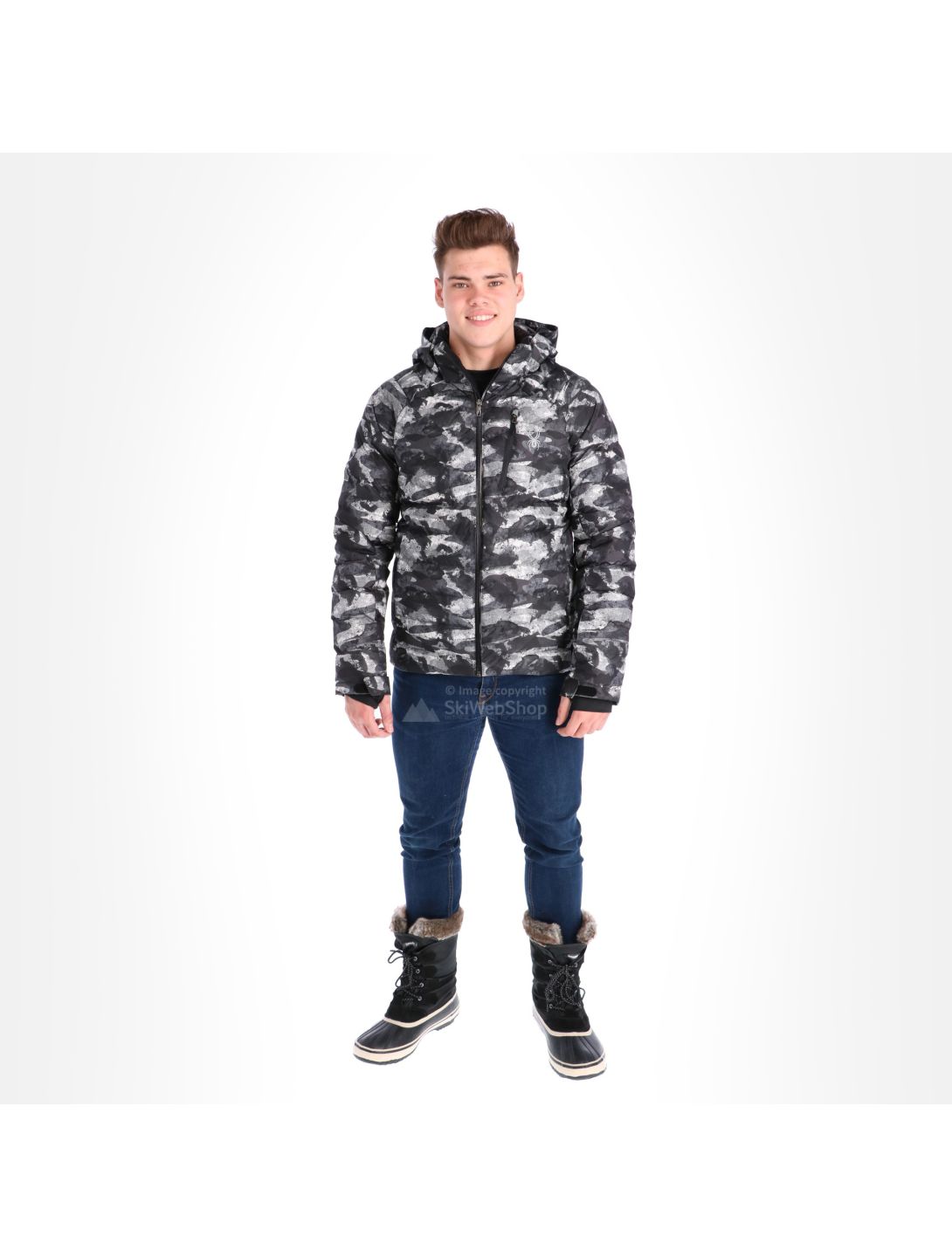 Spyder, Impulse Synthetic down, chaqueta de esquí, hombres, camo distress negro