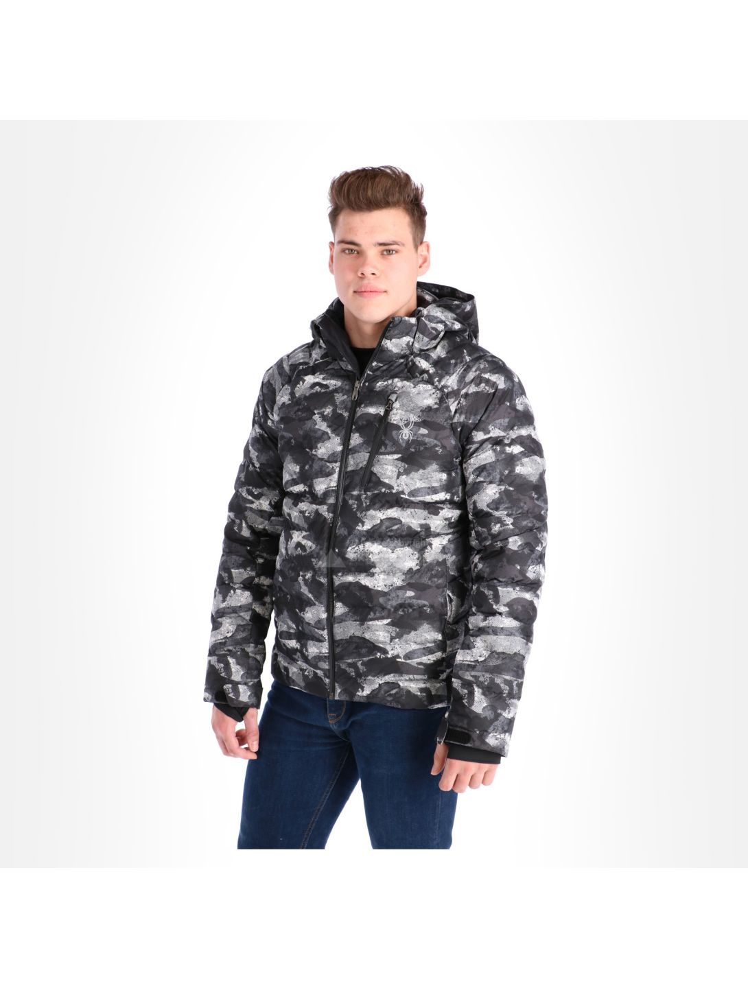 Spyder, Impulse Synthetic down, chaqueta de esquí, hombres, camo distress negro