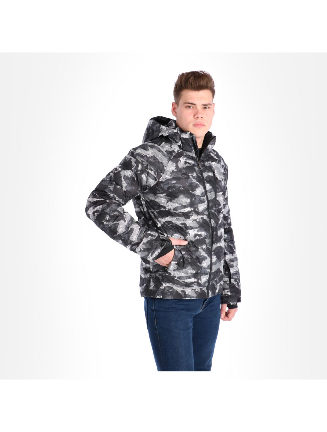 Spyder, Impulse Synthetic down, chaqueta de esquí, hombres, camo distress negro