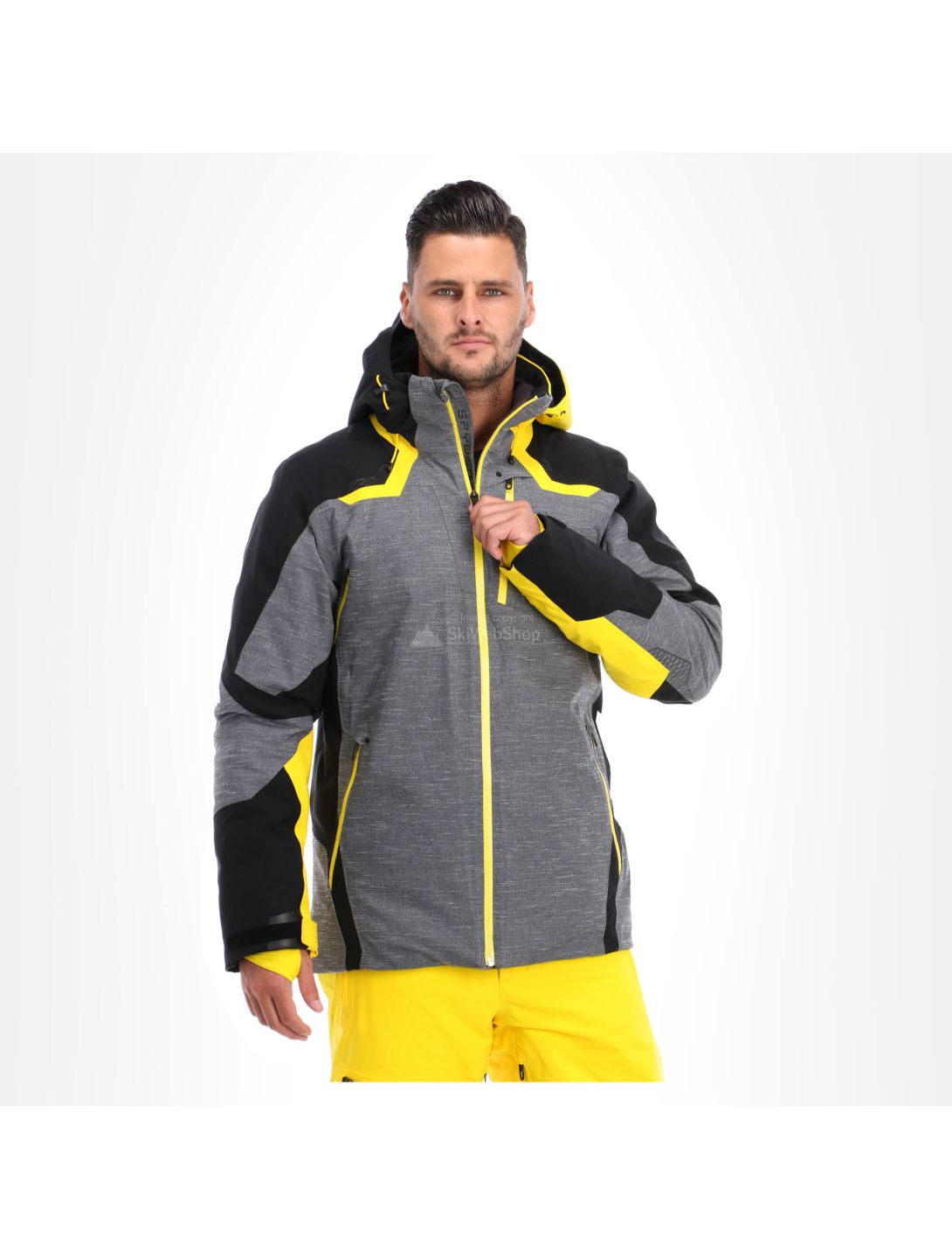 Spyder, Leader GTX, chaqueta de esquí, modelo largo, hombres, amarillo/negro