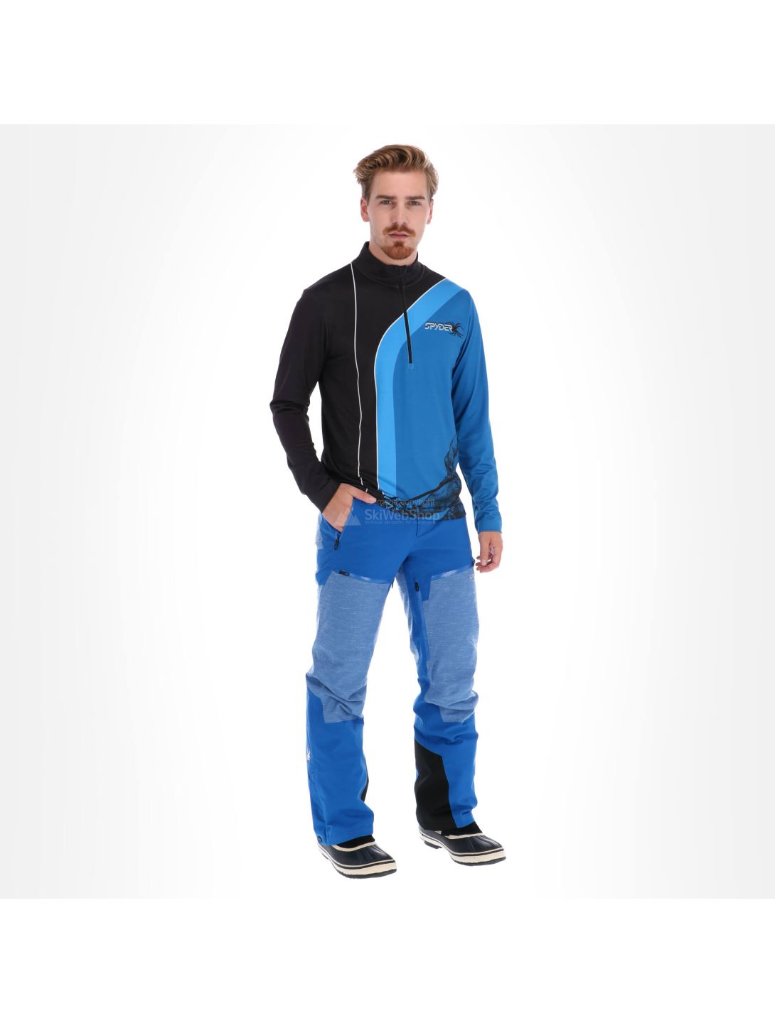 Spyder, Rival zip T-neck, jersey, hombres, azul/negro