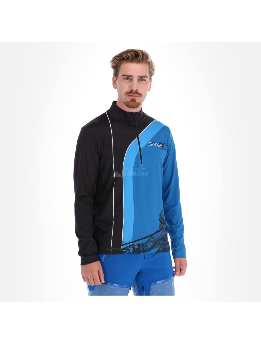 Spyder, Rival zip T-neck, jersey, hombres, azul/negro