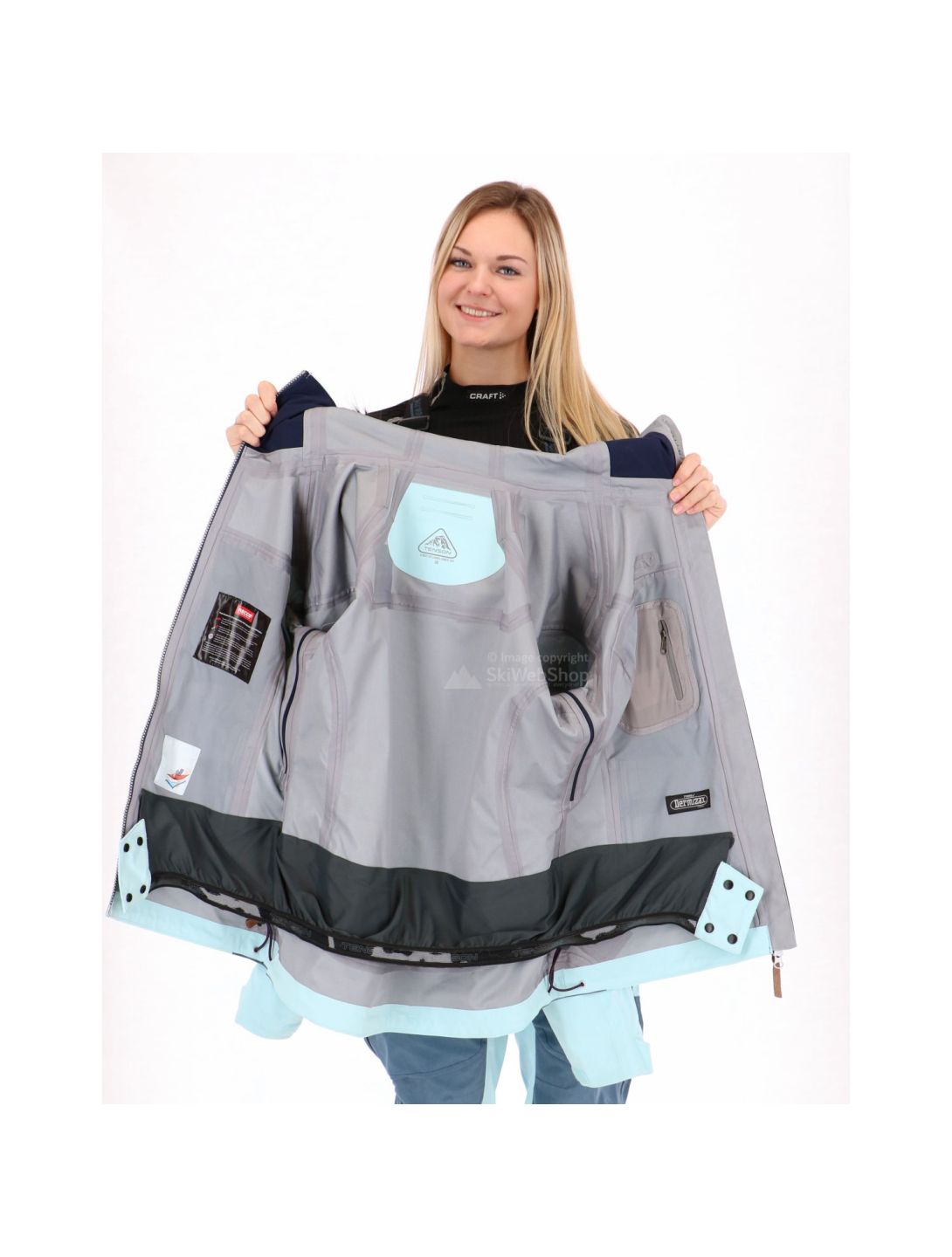 Tenson, Caia, chaqueta de esquí hardshell, mujeres, light blue