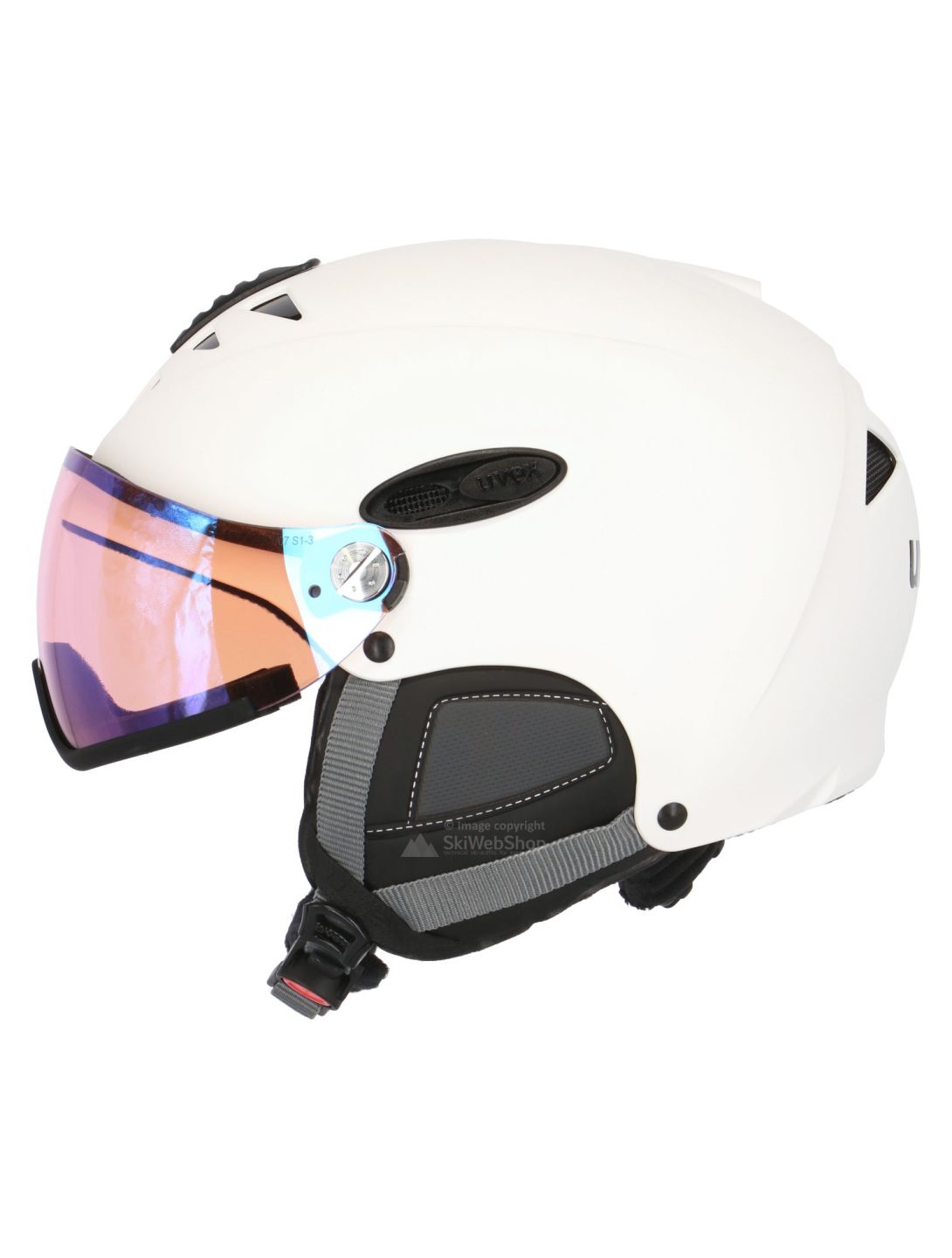 Uvex, HLMT 300 Visor Vario, casco de esquí, blanco mate