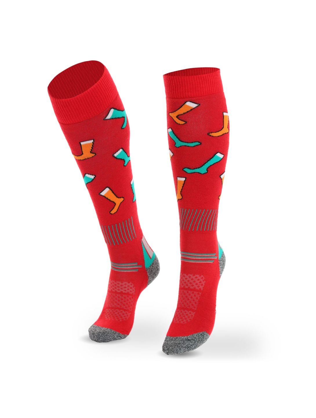 Deluni, Joyride calcetines de esquí unisex Socks On Socks Red rojo 