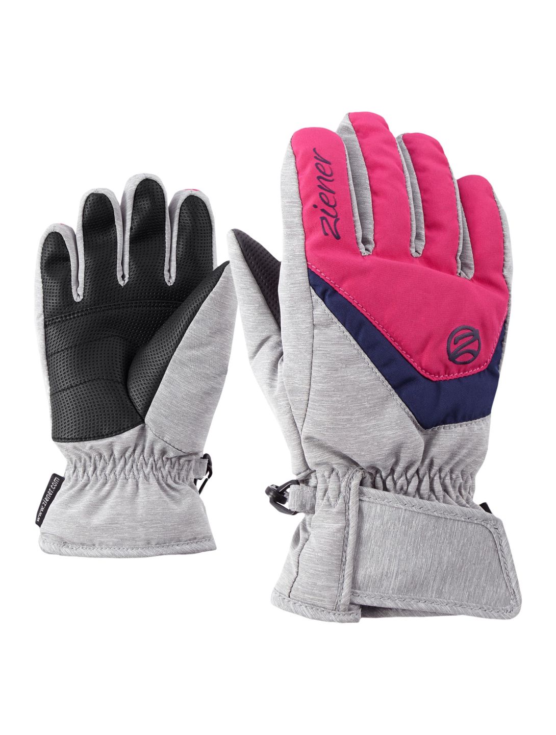 Ziener, Lorik guantes de esquí niños Light Melange gris, rosa 